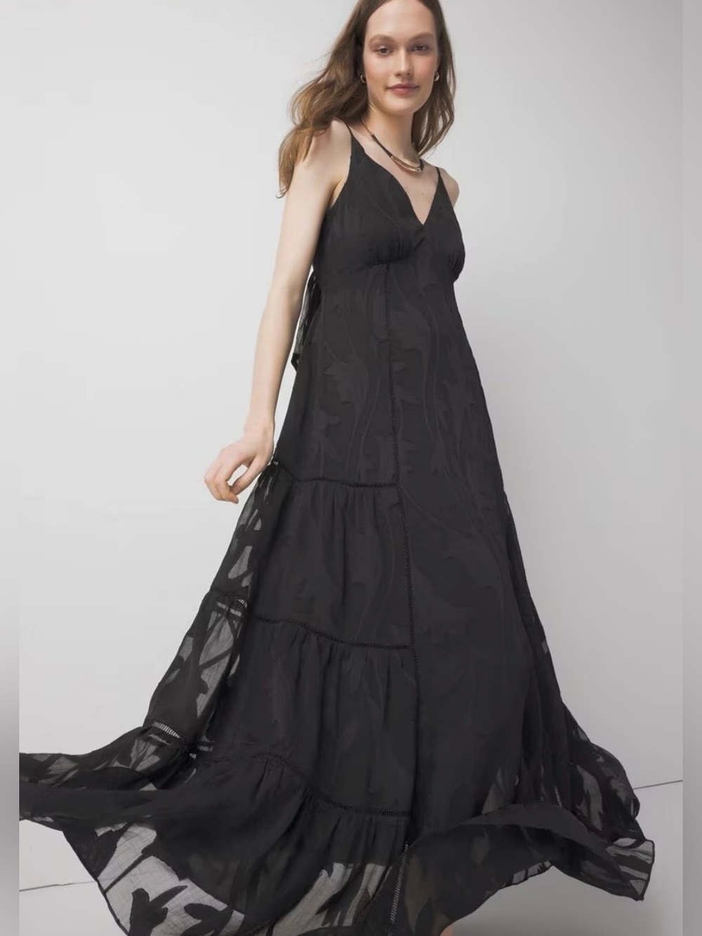 White House Black Market Women's Black V-Neck Maxi Dress size 6 - Picture 1 of 13